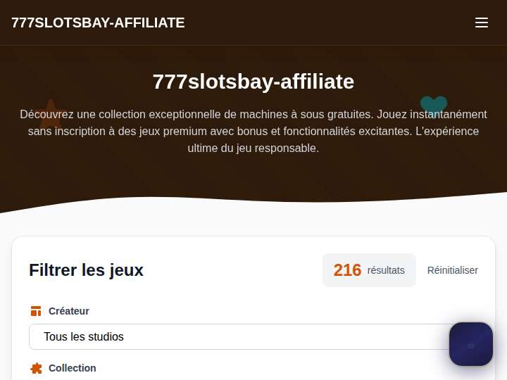 777slotsbay Affiliates website preview