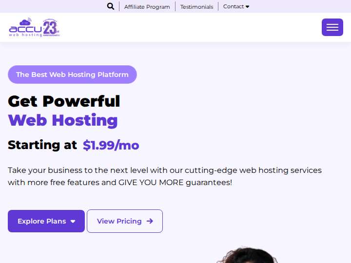 AccuWeb Hosting website preview