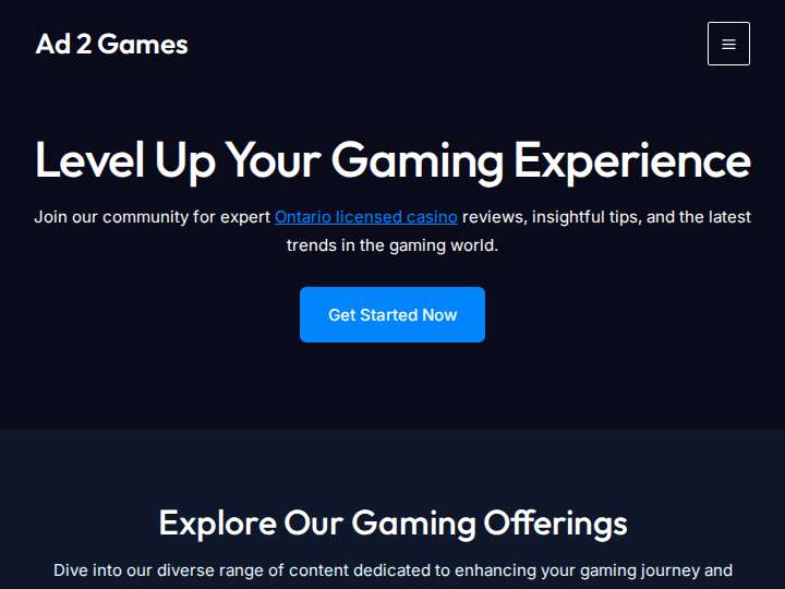 ad2games website preview