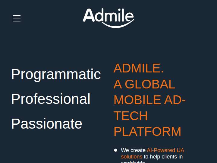 Admile website preview