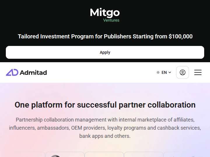 Admitad website preview