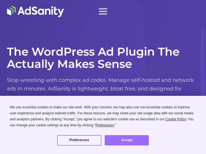 AdSanity website preview