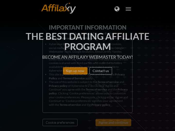 Affilaxy website preview