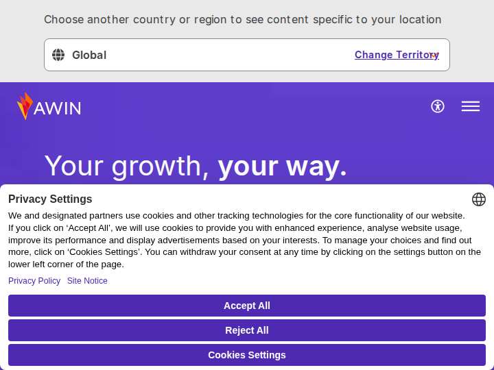 Affiliate Window website preview