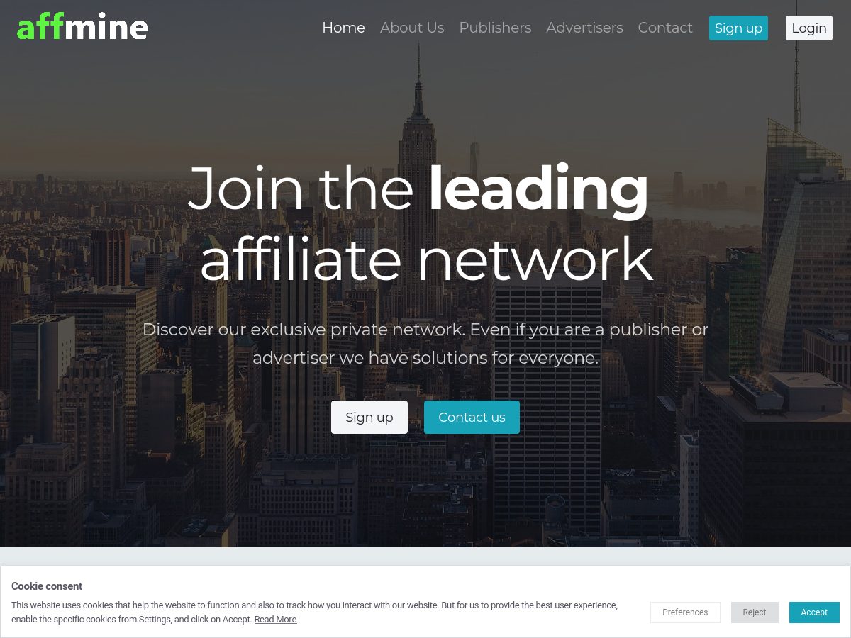 Affmine website preview