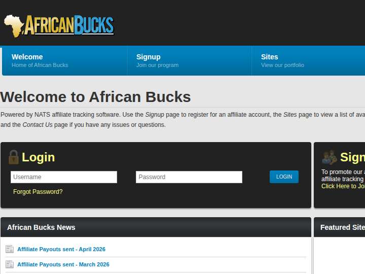 African Bucks website preview