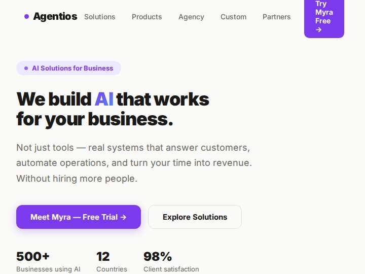 Agentios AI Partner Program website preview
