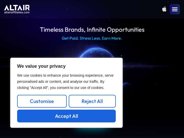 Altair Affiliates website preview