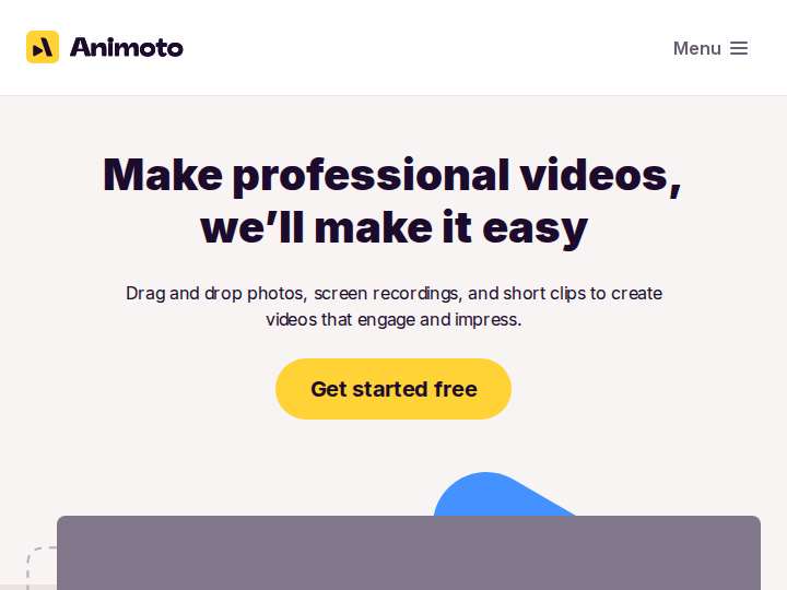 Animoto website preview