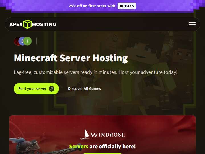Apex Hosting website preview