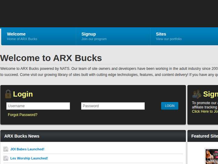 ARX Bucks website preview