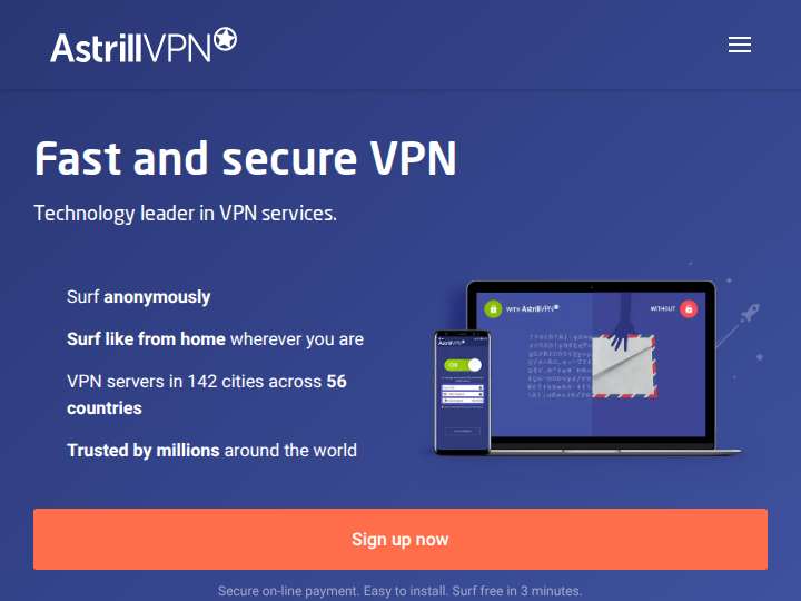 Astrill VPN website preview