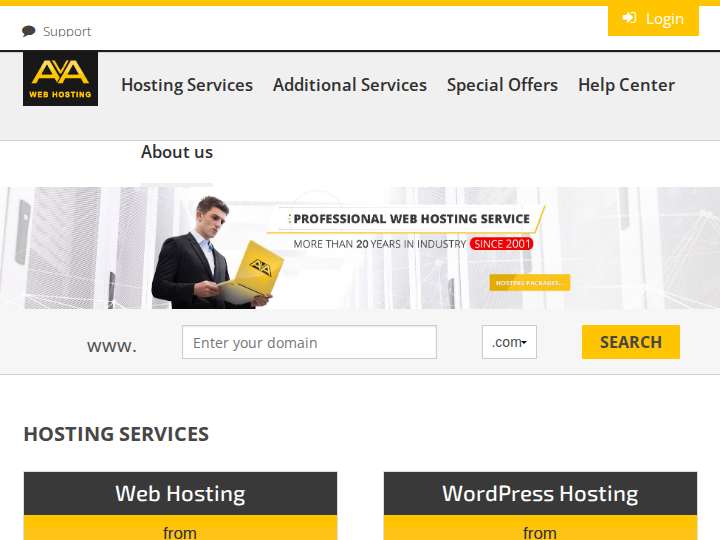 AvaHost website preview