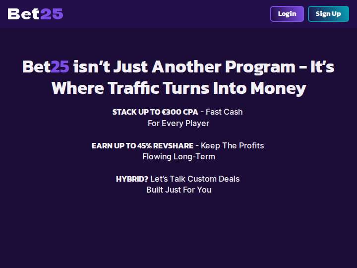 Bet25 Affiliates website preview