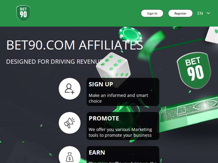 Bet90 Affiliates website preview