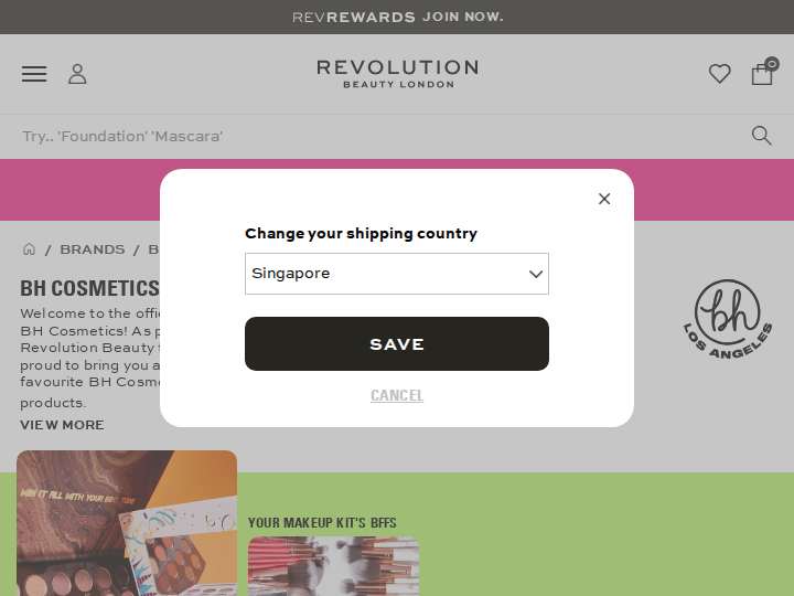 BH Cosmetics website preview