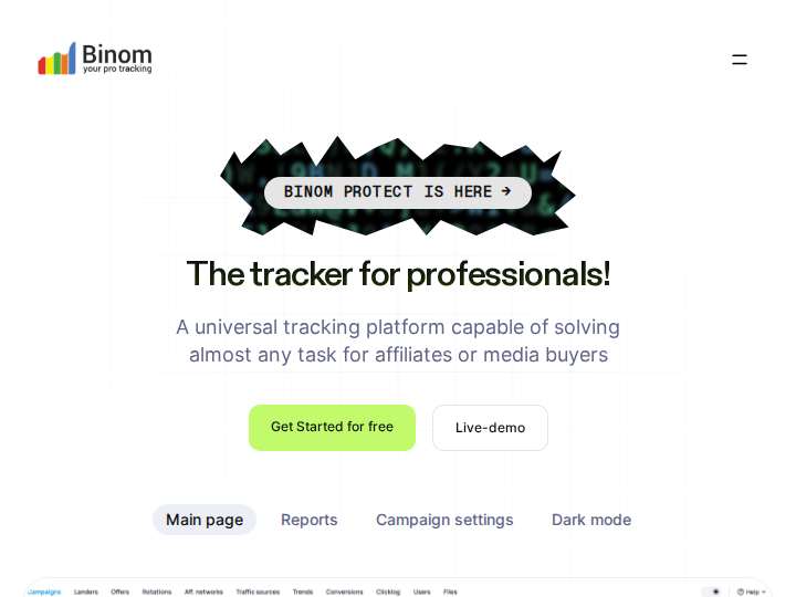 Binom Affiliate Program website preview