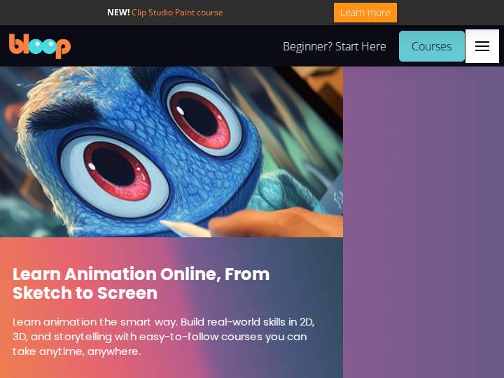 Bloop Animation website preview