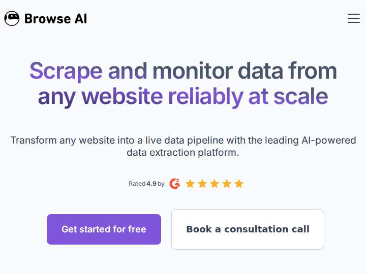 Browse AI website preview