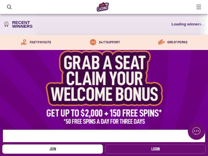 Cafe Casino Affiliates website preview