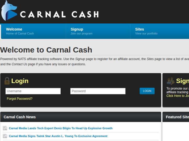 Carnal Cash website preview