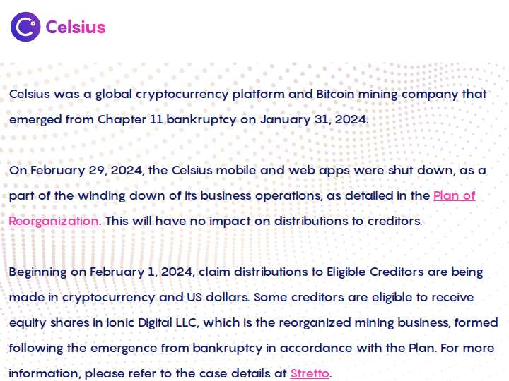 Celsius Network website preview