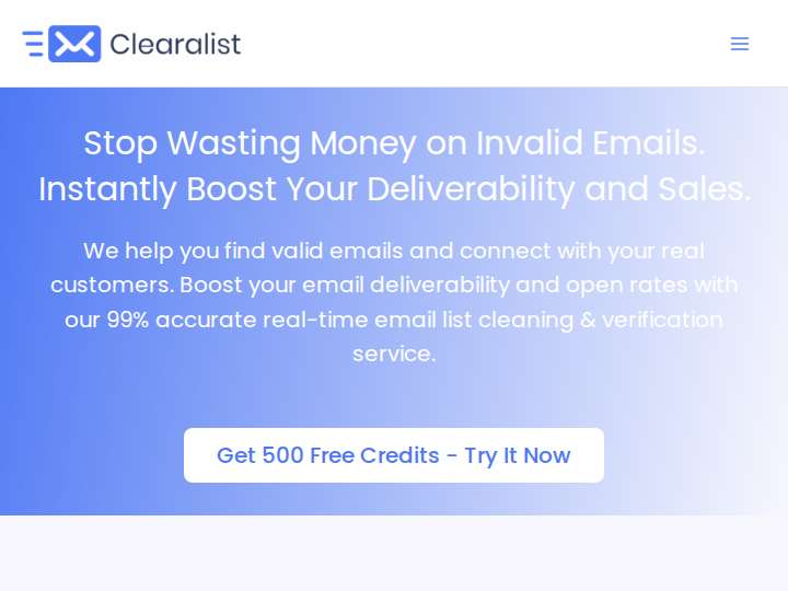 Clearalist website preview