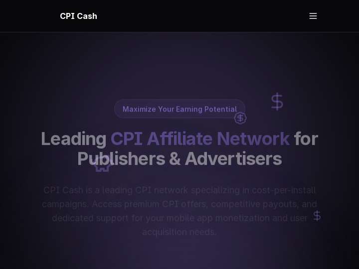 CPI Cash website preview