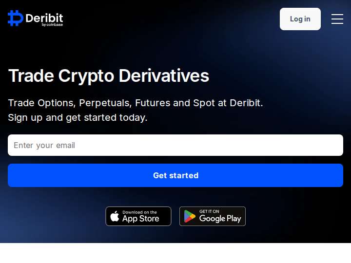 Deribit website preview