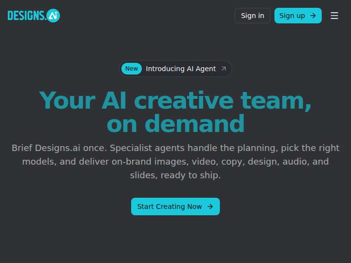 Designs.ai website preview