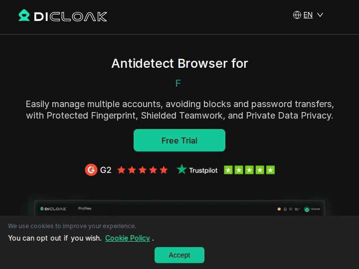 DICloak Affiliate Program website preview