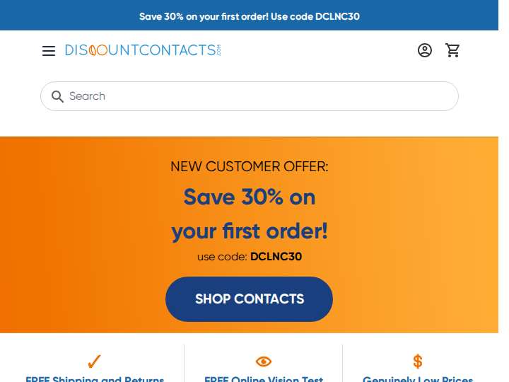 DiscountContactLenses website preview