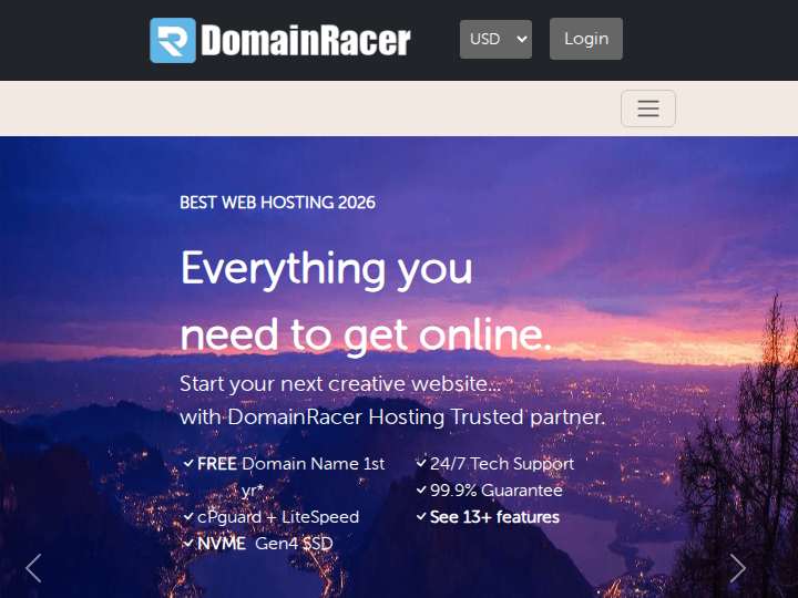 DomainRacer website preview