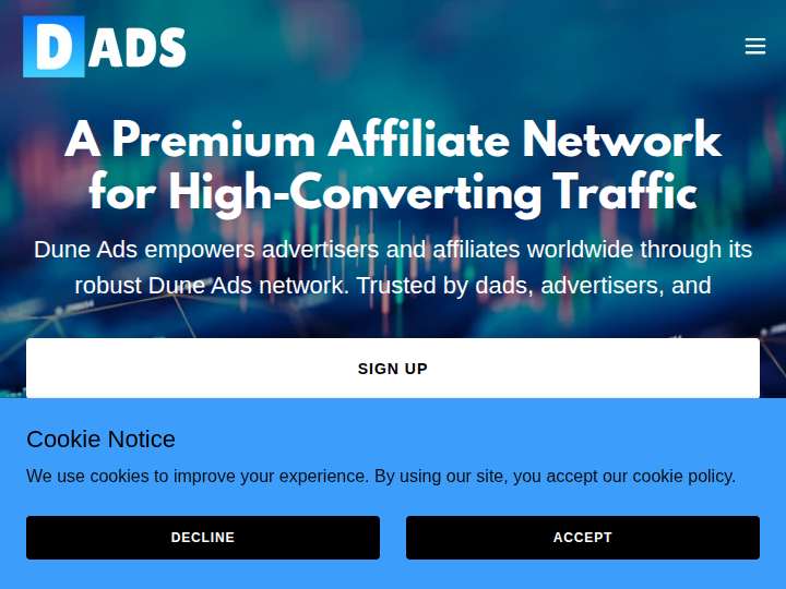 Dune Ads website preview
