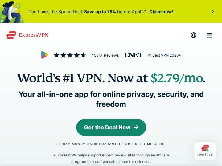 ExpressVPN Affiliate Program website preview