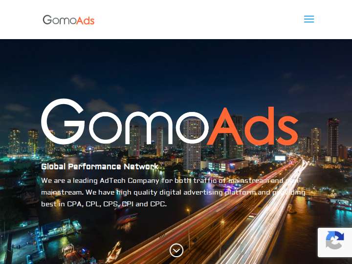 GomoAds website preview