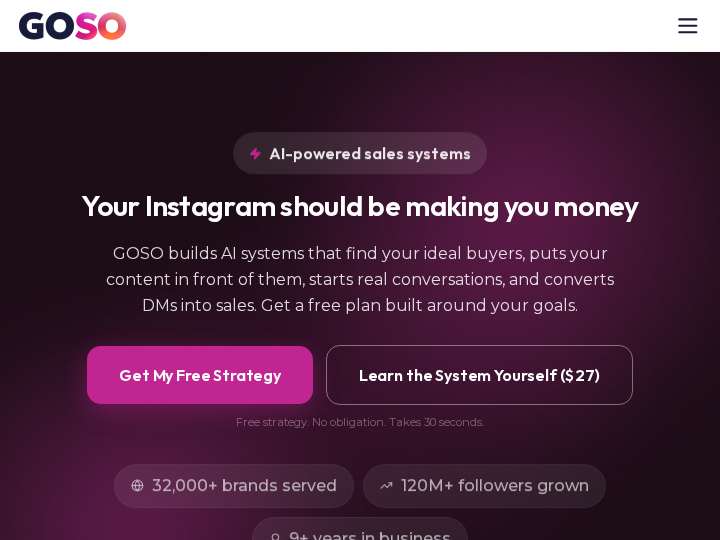 Goso.io Affiliate website preview
