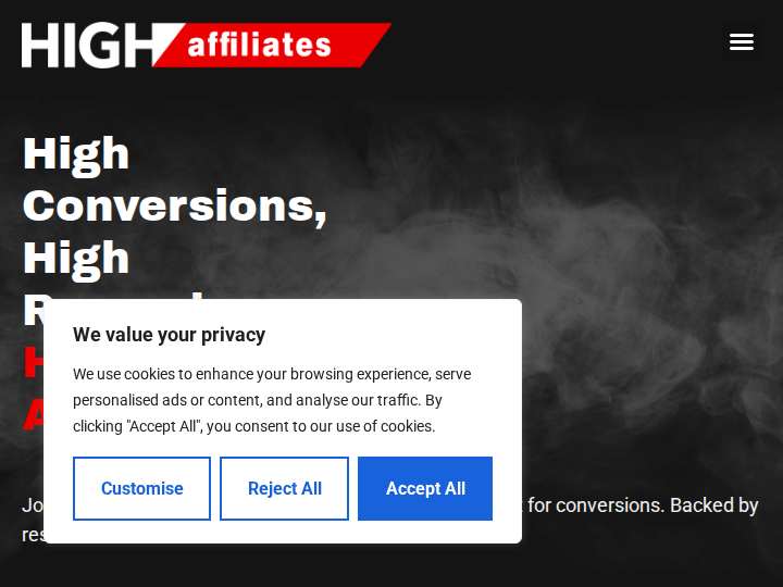 High Affiliates website preview