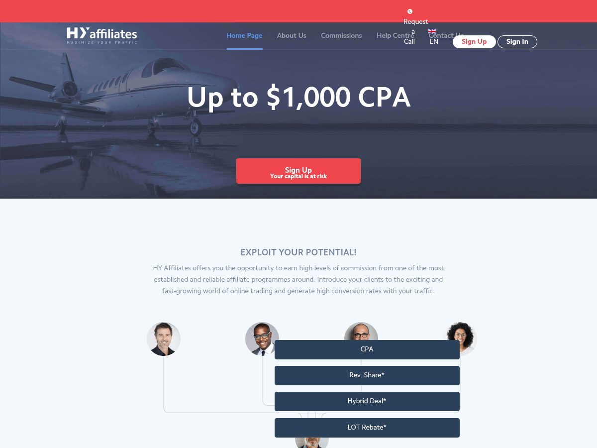 HY Affiliates website preview