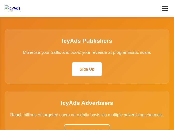IcyAds website preview