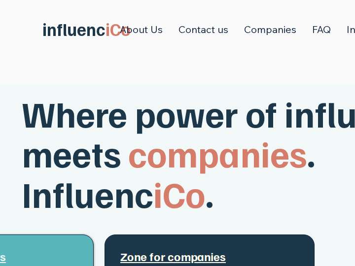 Influencico website preview