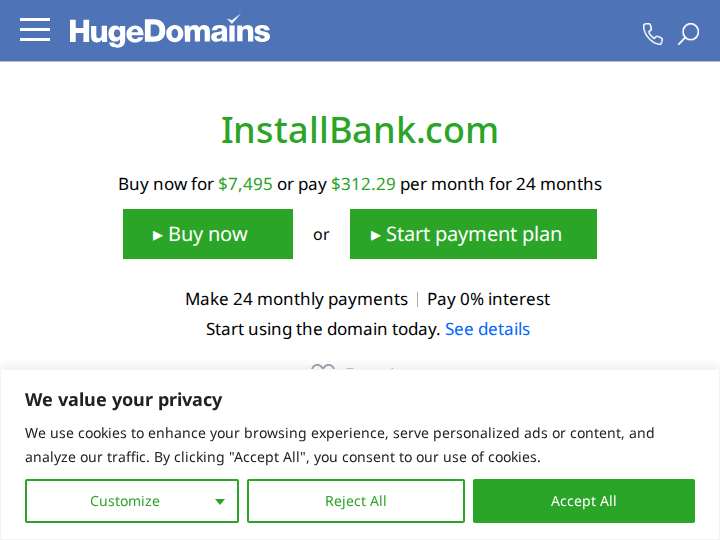 Install Bank website preview