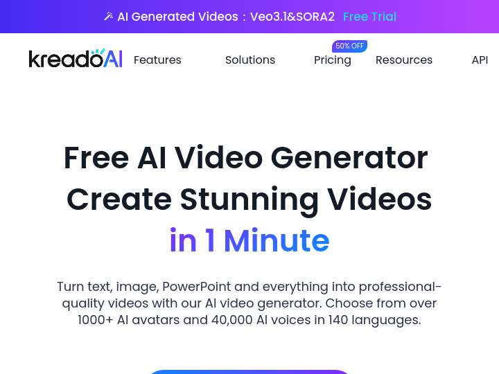 KreadoAI's Affiliate Program website preview