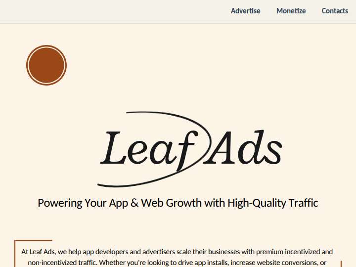 Leaf Ads website preview