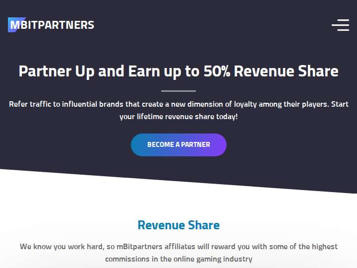 mBitcasino Affiliates website preview