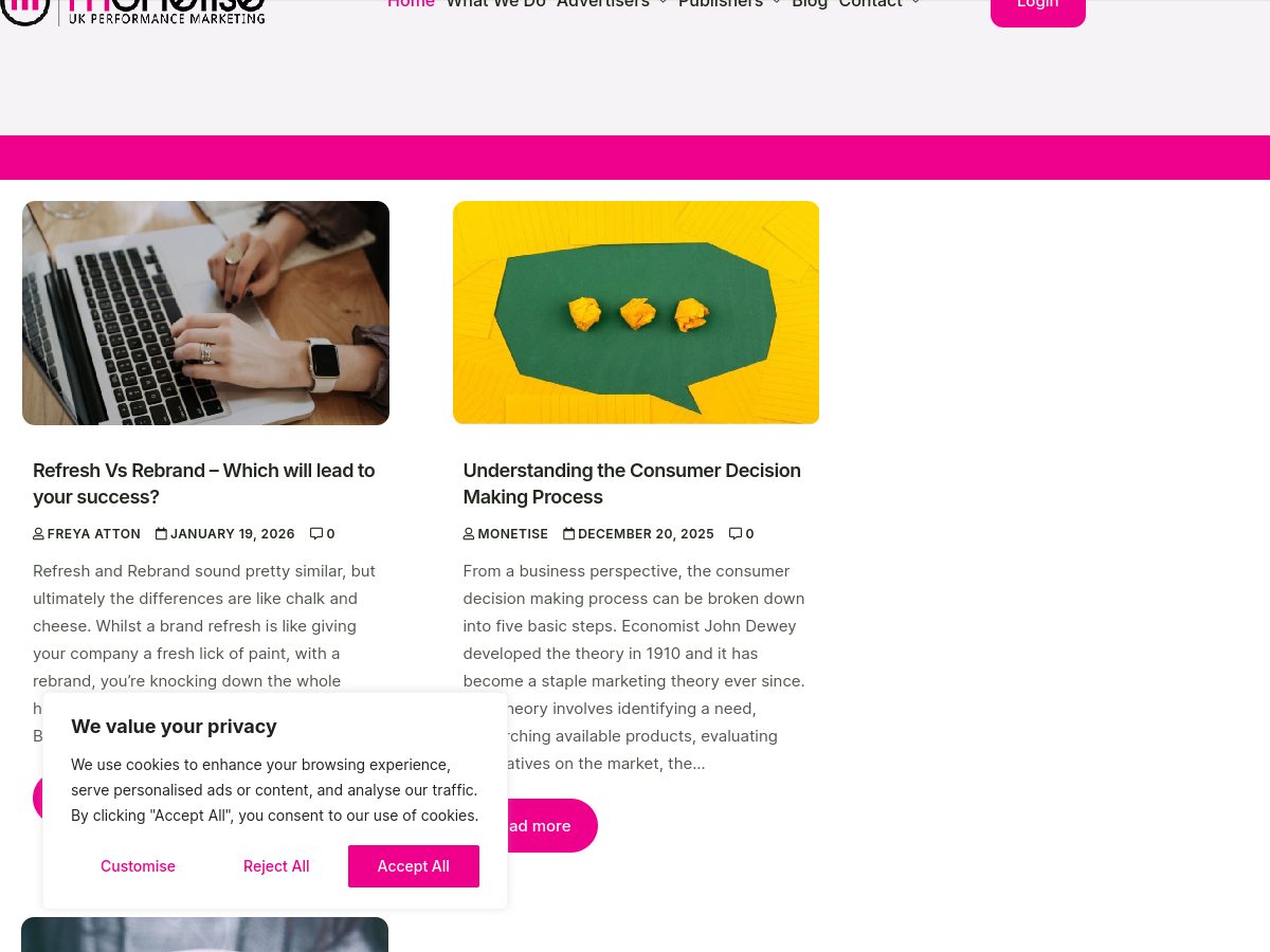Monetise website preview