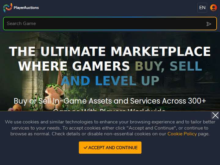PlayerAuctions Affiliate Program website preview