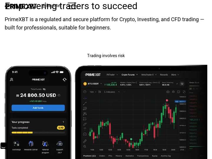 PrimeXBT Affiliate Program website preview