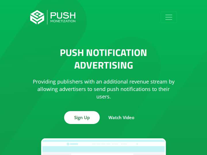 PushMonetization website preview