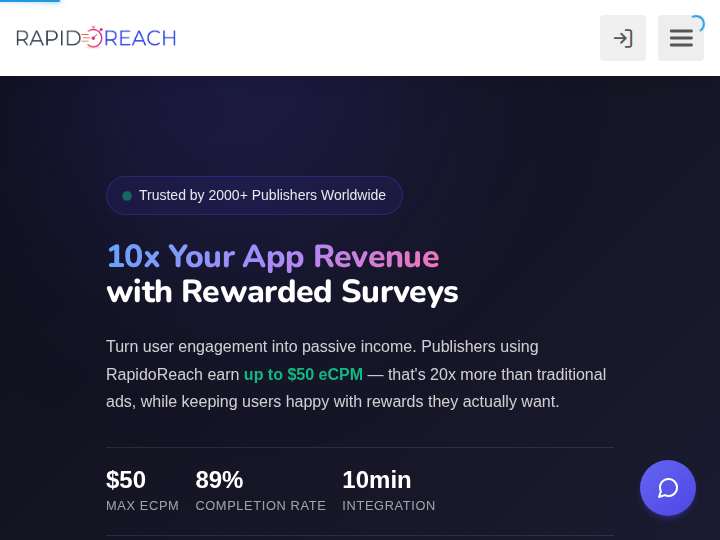 RapidoReach website preview